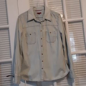 Merona Denim cotton button down blouse womens